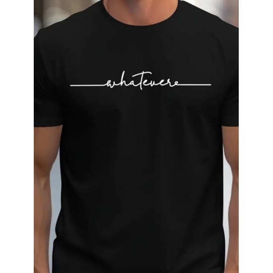 Erkek Kısa Kollu Whatever Baskı Basic Süprem T-shirt , 15389