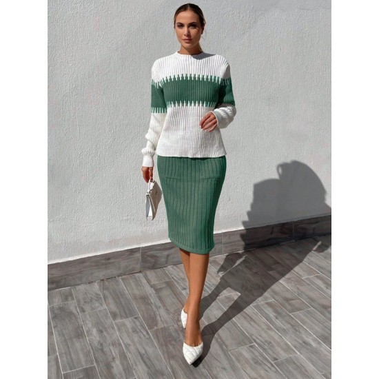 Women' S Long Sleeve Knitwear Skirt Suit, 11101 Women' S Long Sleeve Knitwear Skirt Suit, 11101