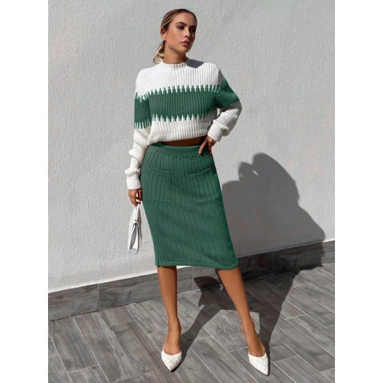 Women' S Long Sleeve Knitwear Skirt Suit, 11101 Women' S Long Sleeve Knitwear Skirt Suit, 11101