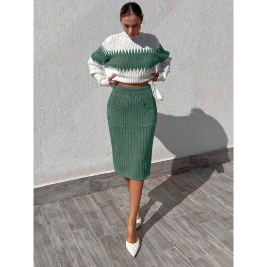 Women' S Long Sleeve Knitwear Skirt Suit, 11101 Women' S Long Sleeve Knitwear Skirt Suit, 11101