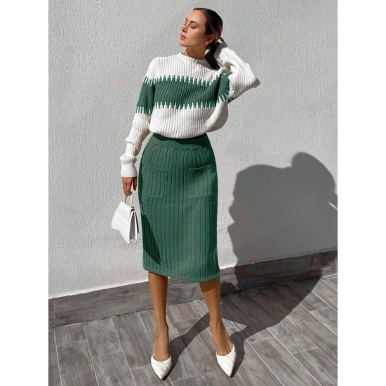Women' S Long Sleeve Knitwear Skirt Suit, 11101 Women' S Long Sleeve Knitwear Skirt Suit, 11101