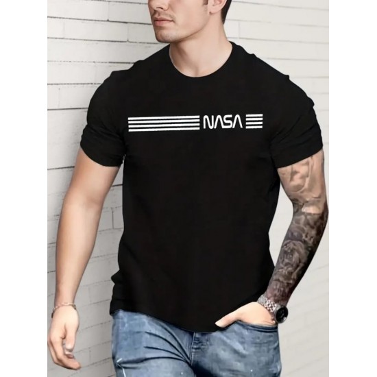 Erkek Kısa Kollu Nasa Baskı Basic Erkek T-shirt , 15444