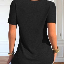 Kadın Kısa Kollu Degaje Yaka Düğme Detay Viskon Bluz, 15551 Kadın Kısa Kollu Degaje Yaka Düğme Detay Viskon Bluz, 15551