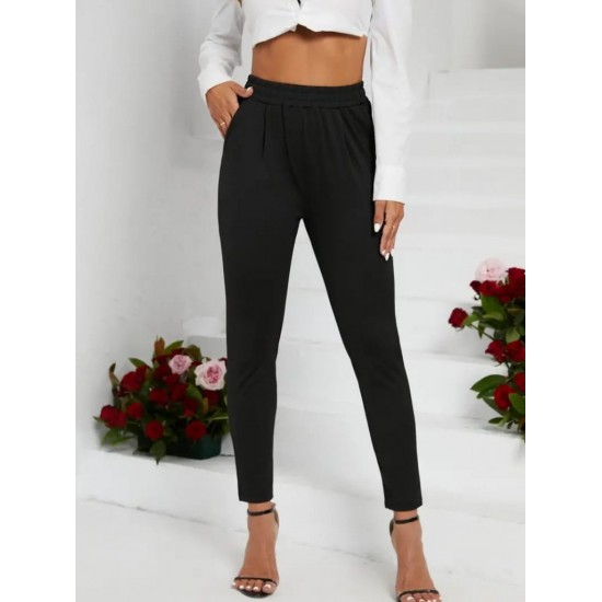 Kadın Pile Detay Beli Lastikli Günlük Slim Fit Viskon Iki Iplik Pantolon , 15733 Kadın Pile Detay Beli Lastikli Günlük Slim Fit Viskon Iki Iplik Pantolon , 15733
