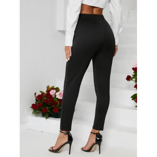 Kadın Pile Detay Beli Lastikli Günlük Slim Fit Viskon Iki Iplik Pantolon , 15733 Kadın Pile Detay Beli Lastikli Günlük Slim Fit Viskon Iki Iplik Pantolon , 15733