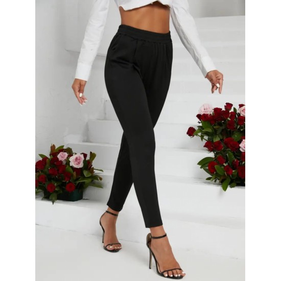 Kadın Pile Detay Beli Lastikli Günlük Slim Fit Viskon Iki Iplik Pantolon , 15733 Kadın Pile Detay Beli Lastikli Günlük Slim Fit Viskon Iki Iplik Pantolon , 15733