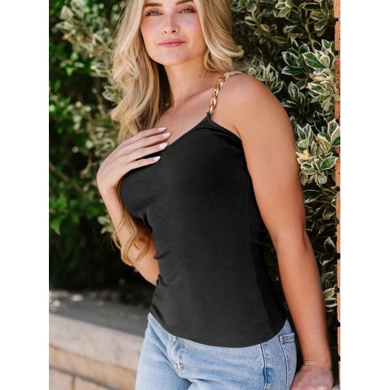 Kadın Kolsuz Zincir Askılı Kaşkorse Bodycon Bluz, 15844 Kadın Kolsuz Zincir Askılı Kaşkorse Bodycon Bluz, 15844