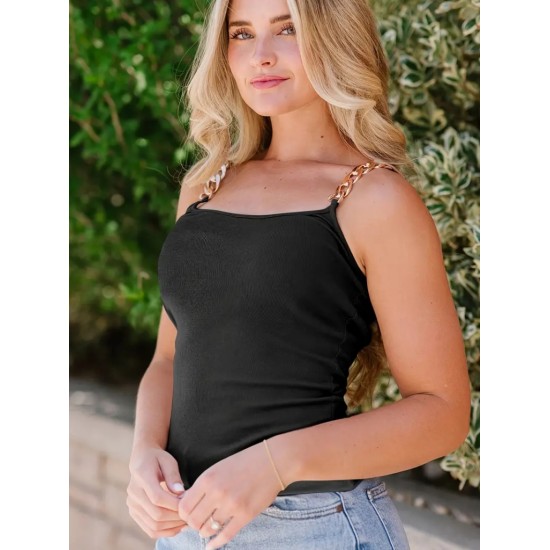 Kadın Kolsuz Zincir Askılı Kaşkorse Bodycon Bluz, 15844 Kadın Kolsuz Zincir Askılı Kaşkorse Bodycon Bluz, 15844