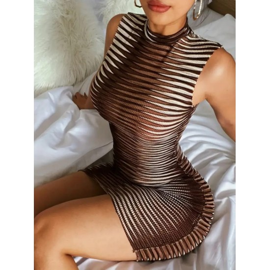 Women' S Sleeveless Patterned Mini Bodycon Diving Dress, 16343 Women' S Sleeveless Patterned Mini Bodycon Diving Dress, 16343