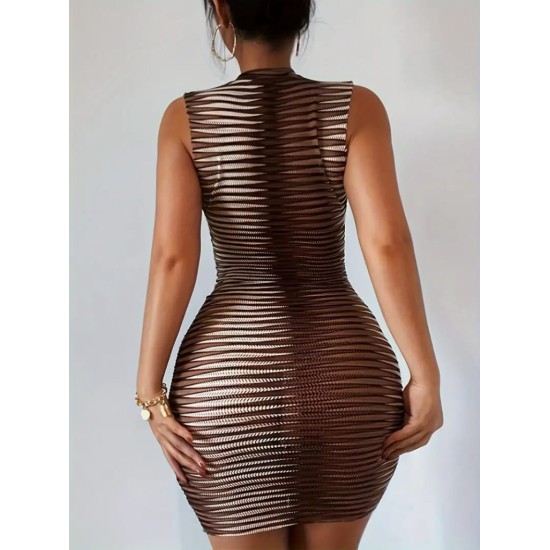 Women' S Sleeveless Patterned Mini Bodycon Diving Dress, 16343 Women' S Sleeveless Patterned Mini Bodycon Diving Dress, 16343