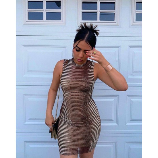 Women' S Sleeveless Patterned Mini Bodycon Diving Dress, 16343 Women' S Sleeveless Patterned Mini Bodycon Diving Dress, 16343
