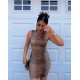 Women' S Sleeveless Patterned Mini Bodycon Diving Dress, 16343 Women' S Sleeveless Patterned Mini Bodycon Diving Dress, 16343