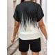 Women' S V-neck Short Sleeve Edges Tiny Slit Detailed Diving Blouse Button Detailed Diving Shorts , 9987 Women' S V-neck Short Sleeve Edges Tiny Slit Detailed Diving Blouse Button Detailed Diving Shorts , 9987