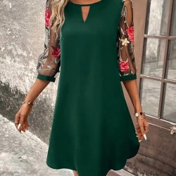 Kadın Fakir Kol Bisiklet Yaka çiçek Desen Sandy Salaş Kısa Elbise, 16670 Kadın Fakir Kol Bisiklet Yaka çiçek Desen Sandy Salaş Kısa Elbise, 16670