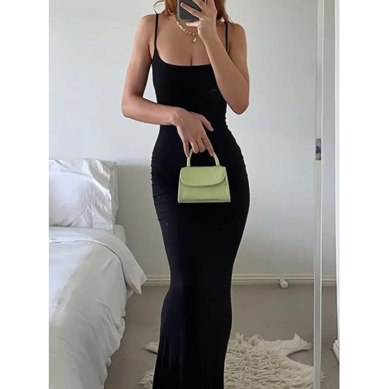 Kadın Kolsuz Askılı Bodycon Uzun Viskon Elbise, 16728 Kadın Kolsuz Askılı Bodycon Uzun Viskon Elbise, 16728