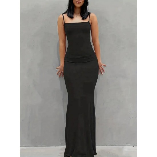 Kadın Kolsuz Askılı Bodycon Uzun Viskon Elbise, 16728 Kadın Kolsuz Askılı Bodycon Uzun Viskon Elbise, 16728