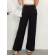 Women' S Button Detail Wide Leg Imported Crepe Trousers , 17088 Women' S Button Detail Wide Leg Imported Crepe Trousers , 17088