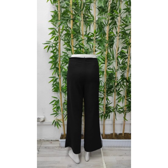Women' S Button Detail Wide Leg Imported Crepe Trousers , 17088 Women' S Button Detail Wide Leg Imported Crepe Trousers , 17088