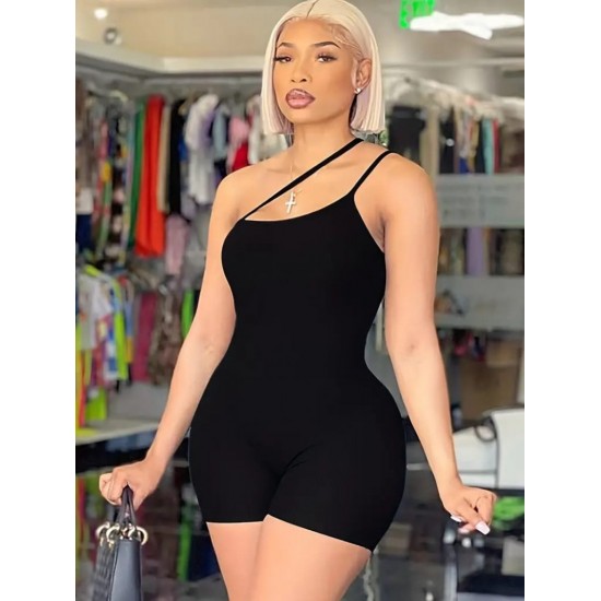 Kadın Asimetrik Askılı Mini Kaşkorse Bodycon Tulum , 17230 Kadın Asimetrik Askılı Mini Kaşkorse Bodycon Tulum , 17230