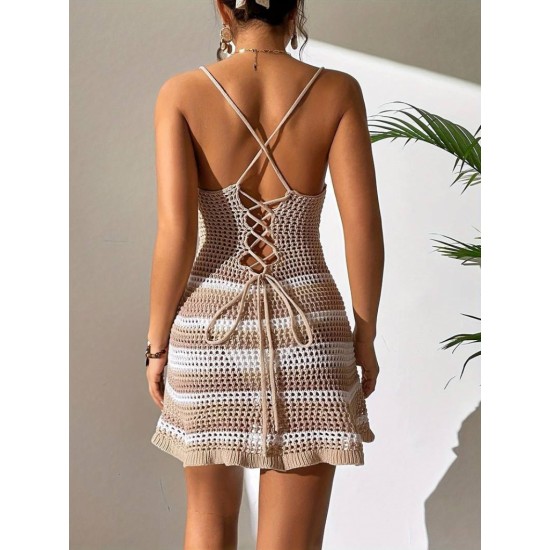Women' S Back Tie Window Detail Strappy Knit Dress , 17264 Women' S Back Tie Window Detail Strappy Knit Dress , 17264