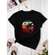 Kadın Kısa Kollu Palmiye Baskılı Viskon T-shirt , 17347 Kadın Kısa Kollu Palmiye Baskılı Viskon T-shirt , 17347