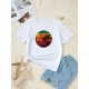 Kadın Kısa Kollu Palmiye Baskılı Viskon T-shirt , 17345 Kadın Kısa Kollu Palmiye Baskılı Viskon T-shirt , 17345