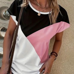 Kadın Bisiklet Yaka üç Renk Viskon T-shirt , 17652 Kadın Bisiklet Yaka üç Renk Viskon T-shirt , 17652