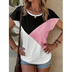 Kadın Bisiklet Yaka üç Renk Viskon T-shirt , 17652 Kadın Bisiklet Yaka üç Renk Viskon T-shirt , 17652