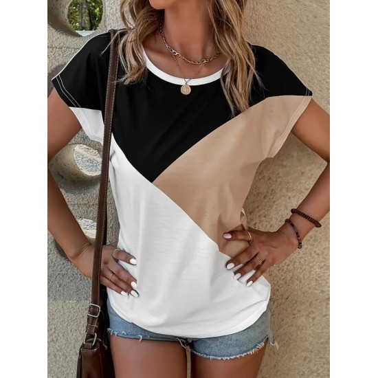 Kadın Bisiklet Yaka üç Renk Viskon T-shirt , 17650 Kadın Bisiklet Yaka üç Renk Viskon T-shirt , 17650