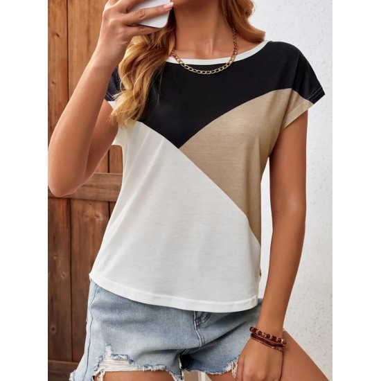 Kadın Bisiklet Yaka üç Renk Viskon T-shirt , 17650 Kadın Bisiklet Yaka üç Renk Viskon T-shirt , 17650
