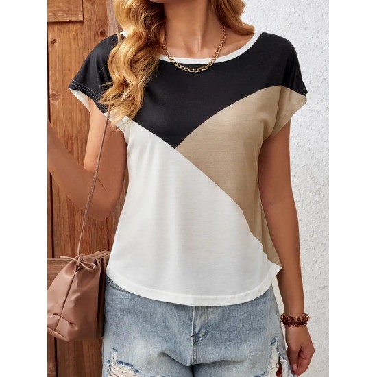 Kadın Bisiklet Yaka üç Renk Viskon T-shirt , 17650 Kadın Bisiklet Yaka üç Renk Viskon T-shirt , 17650