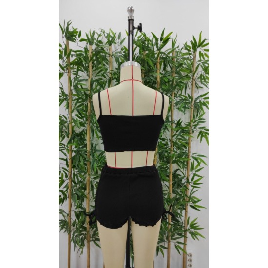 Kadın Ip Askılı Crop Bluz Ve Yanlardan Büzgülü Ikili Kaşkorse Short Takım, 17812 Kadın Ip Askılı Crop Bluz Ve Yanlardan Büzgülü Ikili Kaşkorse Short Takım, 17812