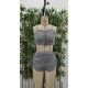 Women' S Rope-strapped Crop Blouse And Side-slit Double Camisole Short Set, 17811 Women' S Rope-strapped Crop Blouse And Side-slit Double Camisole Short Set, 17811