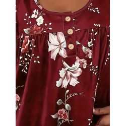 Kadın Kalın Askılı önü Düğme Detay çiçek Desen Bluz, 17939 Kadın Kalın Askılı önü Düğme Detay çiçek Desen Bluz, 17939