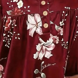 Kadın Kalın Askılı önü Düğme Detay çiçek Desen Bluz, 17939