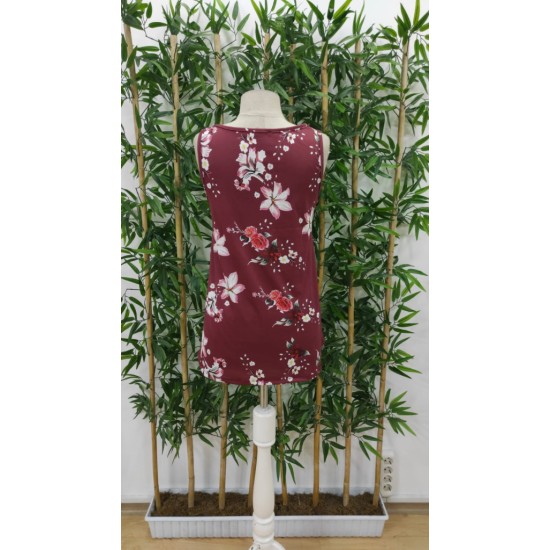 Kadın Kalın Askılı önü Düğme Detay çiçek Desen Bluz, 17939