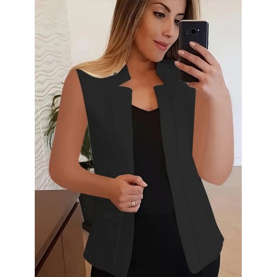 Kadın Duble Yaka Detay Sıfır Kol Yelek, 18020 Kadın Duble Yaka Detay Sıfır Kol Yelek, 18020