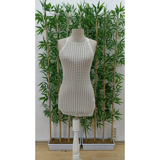 Women' S Halter Neck Mesh Pattern Knitted Pareo, 18046 Women' S Halter Neck Mesh Pattern Knitted Pareo, 18046
