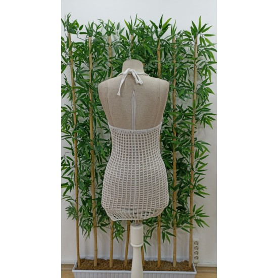 Women' S Halter Neck Mesh Pattern Knitted Pareo, 18046 Women' S Halter Neck Mesh Pattern Knitted Pareo, 18046