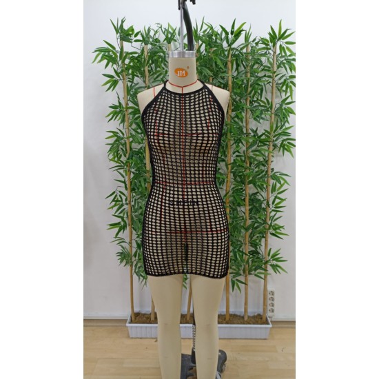 Women' S Halter Neck Mesh Pattern Knitted Pareo, 18045 Women' S Halter Neck Mesh Pattern Knitted Pareo, 18045