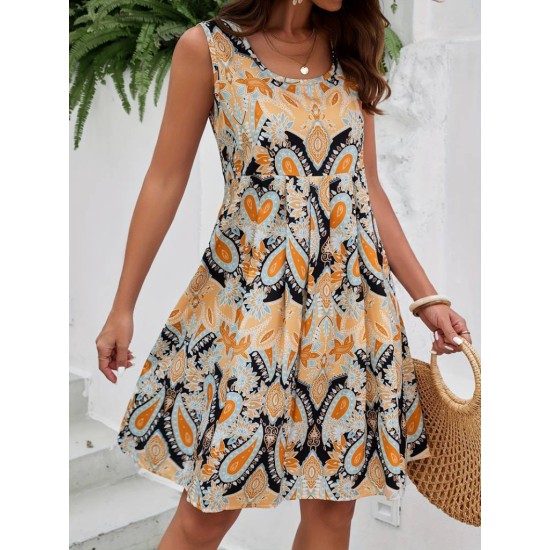 Women' S Sleeveless Single Jersey Dress With Pleat Detail On The Front, 18138 Women' S Sleeveless Single Jersey Dress With Pleat Detail On The Front, 18138