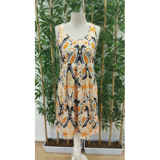 Women' S Sleeveless Single Jersey Dress With Pleat Detail On The Front, 18138 Women' S Sleeveless Single Jersey Dress With Pleat Detail On The Front, 18138