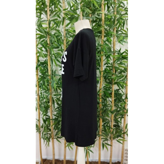 Kadın Kısa Kollu Yazı Baskılı Basic Mini Elbise , 18142 Kadın Kısa Kollu Yazı Baskılı Basic Mini Elbise , 18142