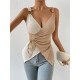 Women' S Strappy Ring Detail Double Color Asymmetrical Knitted Blouse , 18190 Women' S Strappy Ring Detail Double Color Asymmetrical Knitted Blouse , 18190