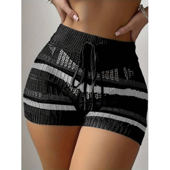 Kadın Belinden Bağlamalı Mini Triko Short , 18210 Kadın Belinden Bağlamalı Mini Triko Short , 18210