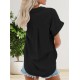 Women' S Short Sleeve V-neck Button-down Woven Shirt, 17983 Women' S Short Sleeve V-neck Button-down Woven Shirt, 17983