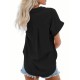 Women' S Short Sleeve V-neck Button-down Woven Shirt, 17983 Women' S Short Sleeve V-neck Button-down Woven Shirt, 17983