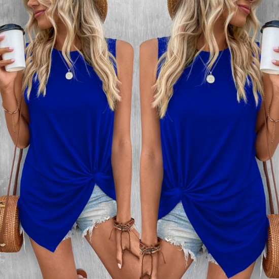 Women' S Sleeveless Asymmetrical Cut Viscose Blouse, 9164 Women' S Sleeveless Asymmetrical Cut Viscose Blouse, 9164