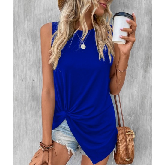 Women' S Sleeveless Asymmetrical Cut Viscose Blouse, 9164 Women' S Sleeveless Asymmetrical Cut Viscose Blouse, 9164