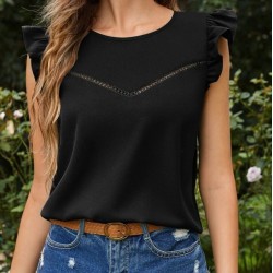 Kadın Yuvarlak Yaka Kolları Fırfırlı Krep Bluz, 18500